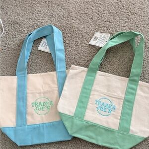 Trader Joe’s mini Tote Bag - Mint and Light Blue